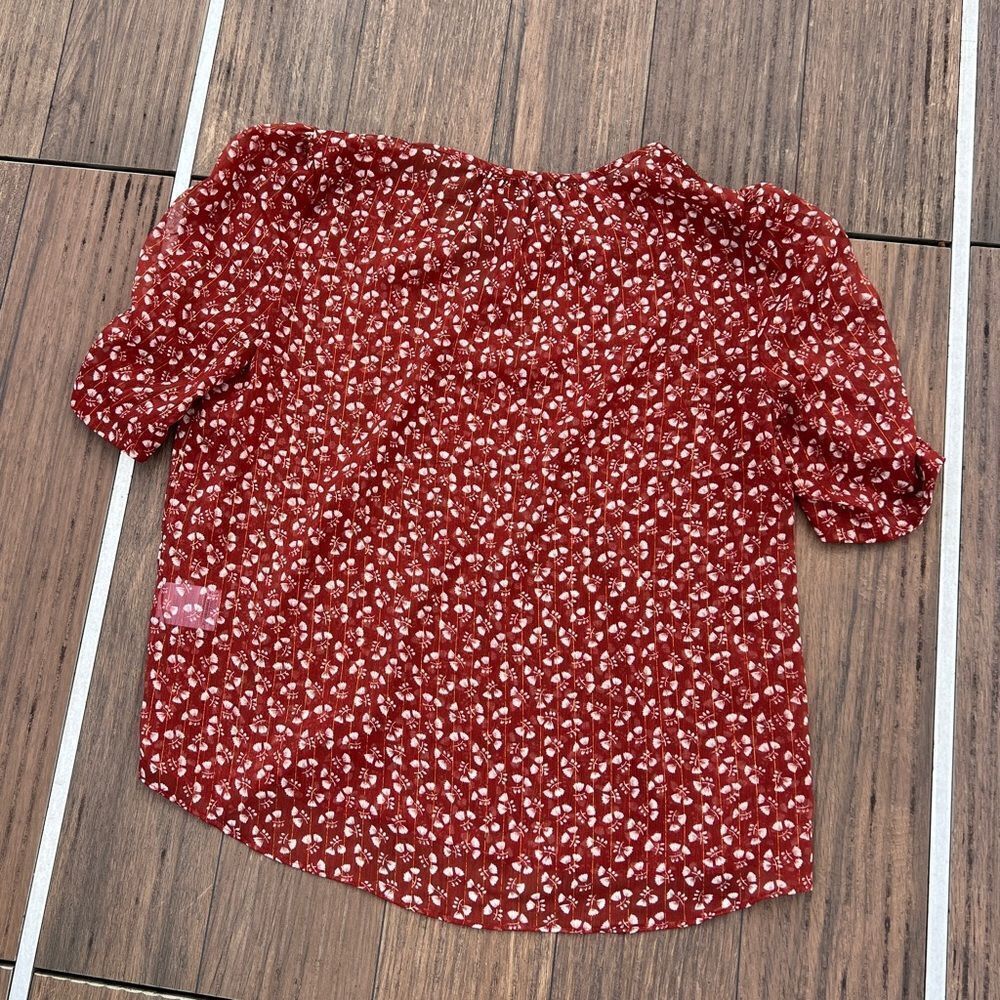 J. Crew Floral Blouse | Size: Small PETITE | Color: Red - Picture 5 of 5